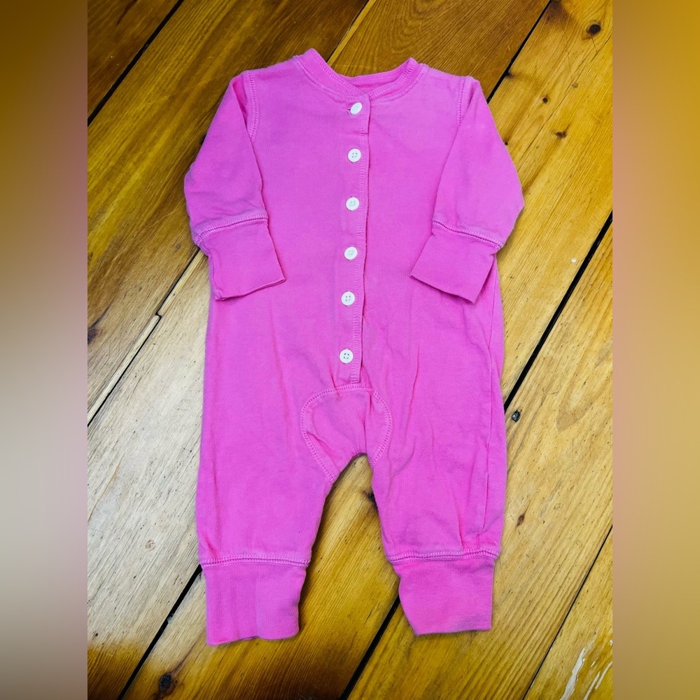 OshKosh B’gosh 3m One Piece Pink Angel Wings Stitch Footless Button Front Cotton - Picture 2 of 7